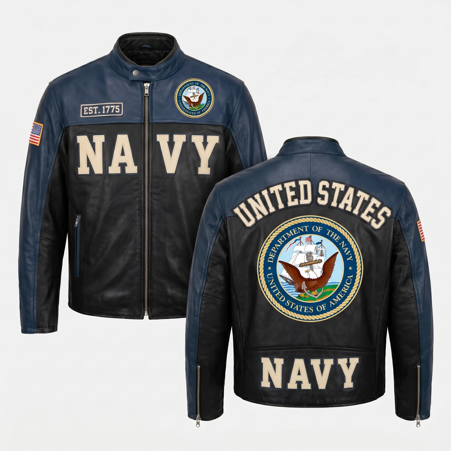 Navy Leather Jacket